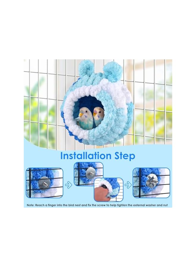 Bird Nest House,Bird Breeding Nest Parakeet Snuggle Hut Conure House Bed, Fluffy Parrots Birds Bed For Cage,Suitable For Budgie Cockatiel Conure Lovebird Canary Finch Hamster Small Pets.(Blue) - Image 3